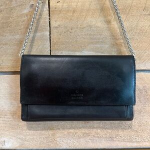 Vintage Gucci Black Leather Wallet Clutch | Made in Italy | 90s Gucci Wallet